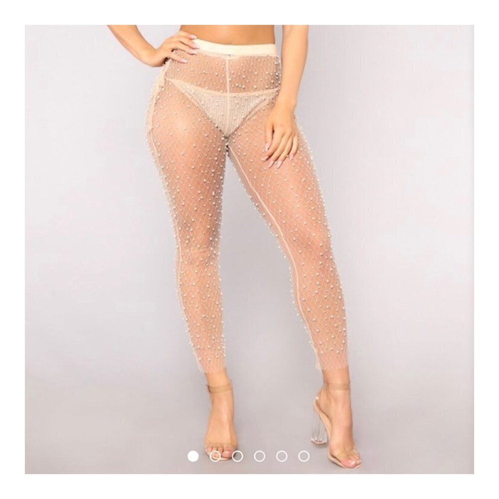 HOT & DELICIOUS Transparent Pearl Mesh Pants